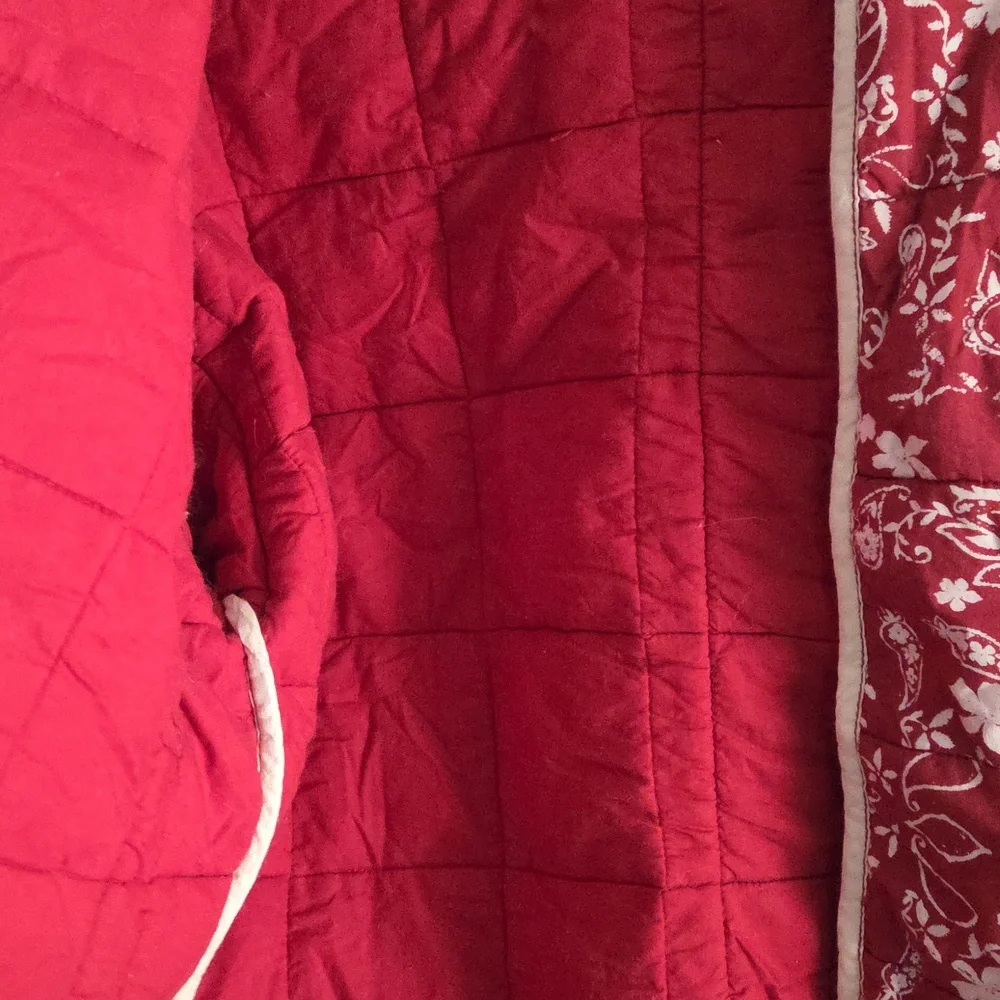 Free People Red and White Bomber Jacket - Picture 7 of 10